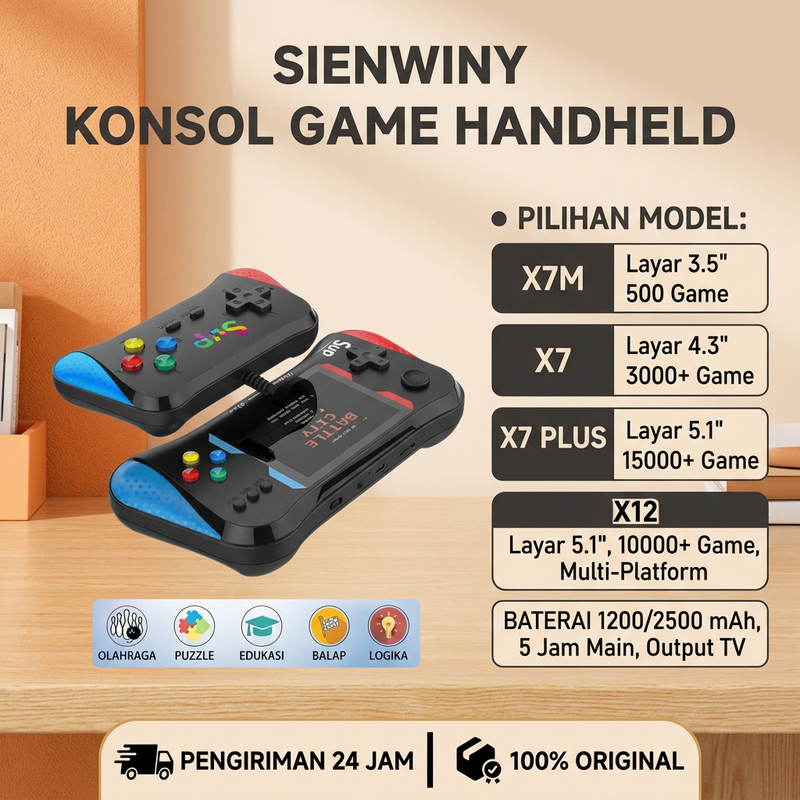 Konsol Game PSP X7M X12 500 Game Layar 3.5 Inci Dual Player AV Output Baterai 1200mAh 5 Jam Main Por
