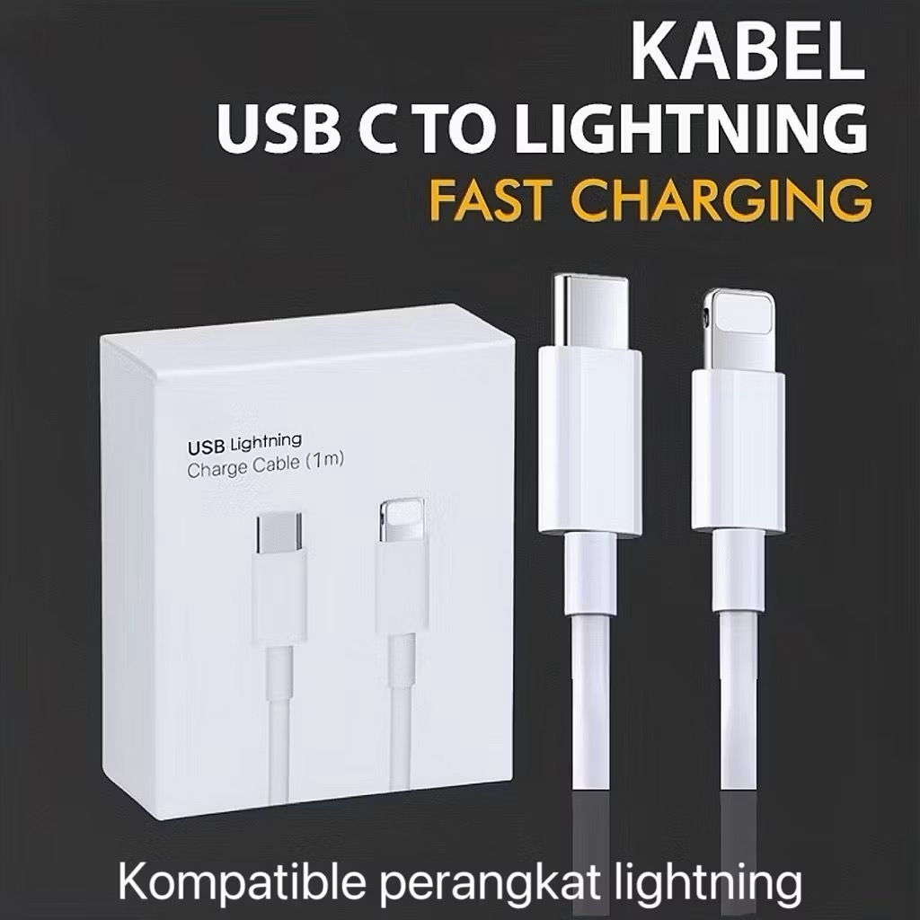 Charger Type C to Lightning - Kabel Fast Charger, Kompatibel dengan iPhone, Mudah Dibawa