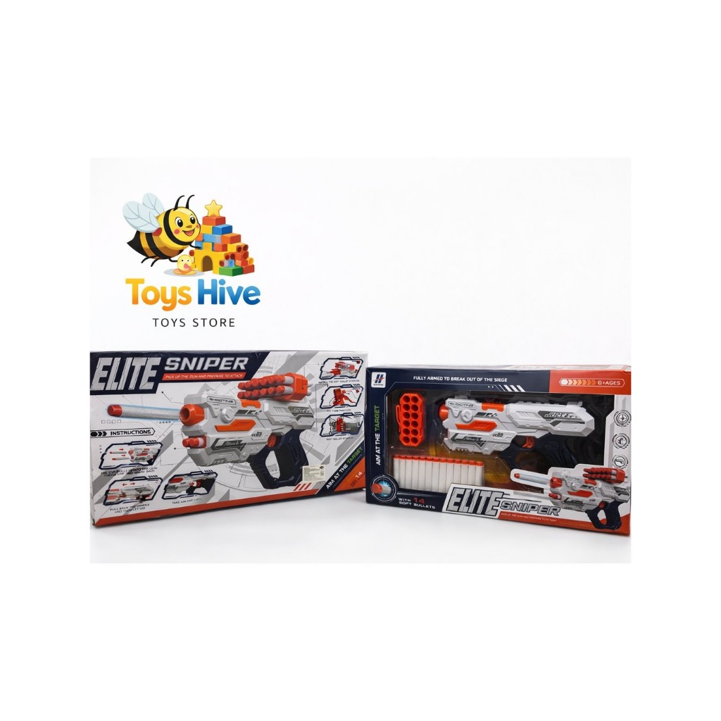 Elite Sniper Nerf Mainan Pistol Anak Soft Bullet 14 Peluru