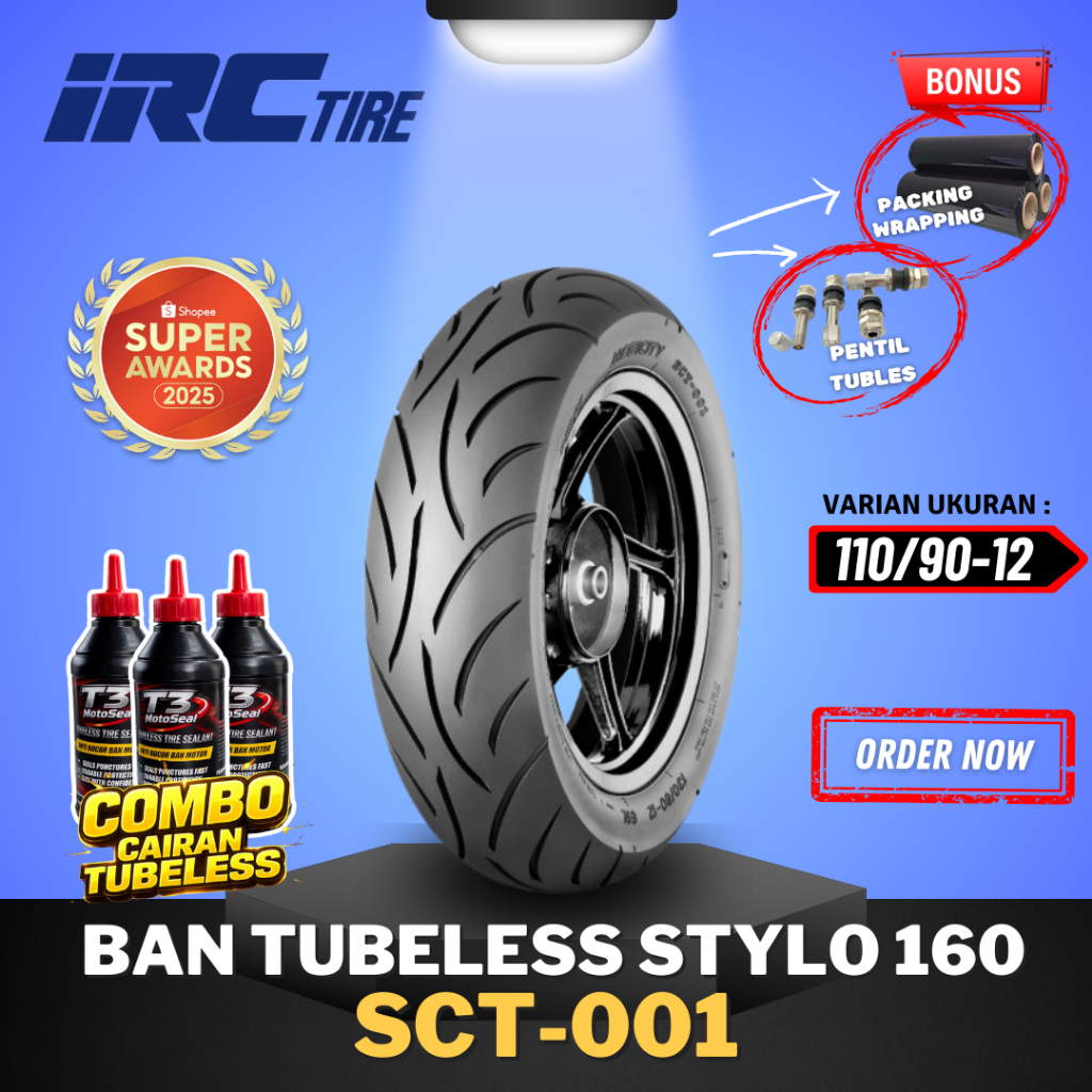 [READY COD] BAN IRC SCT001 110/90-12 MOTOR STYLO 160 / BAN TUBELESS IRC STYLO 160 / BAN MOTOR MATIC 