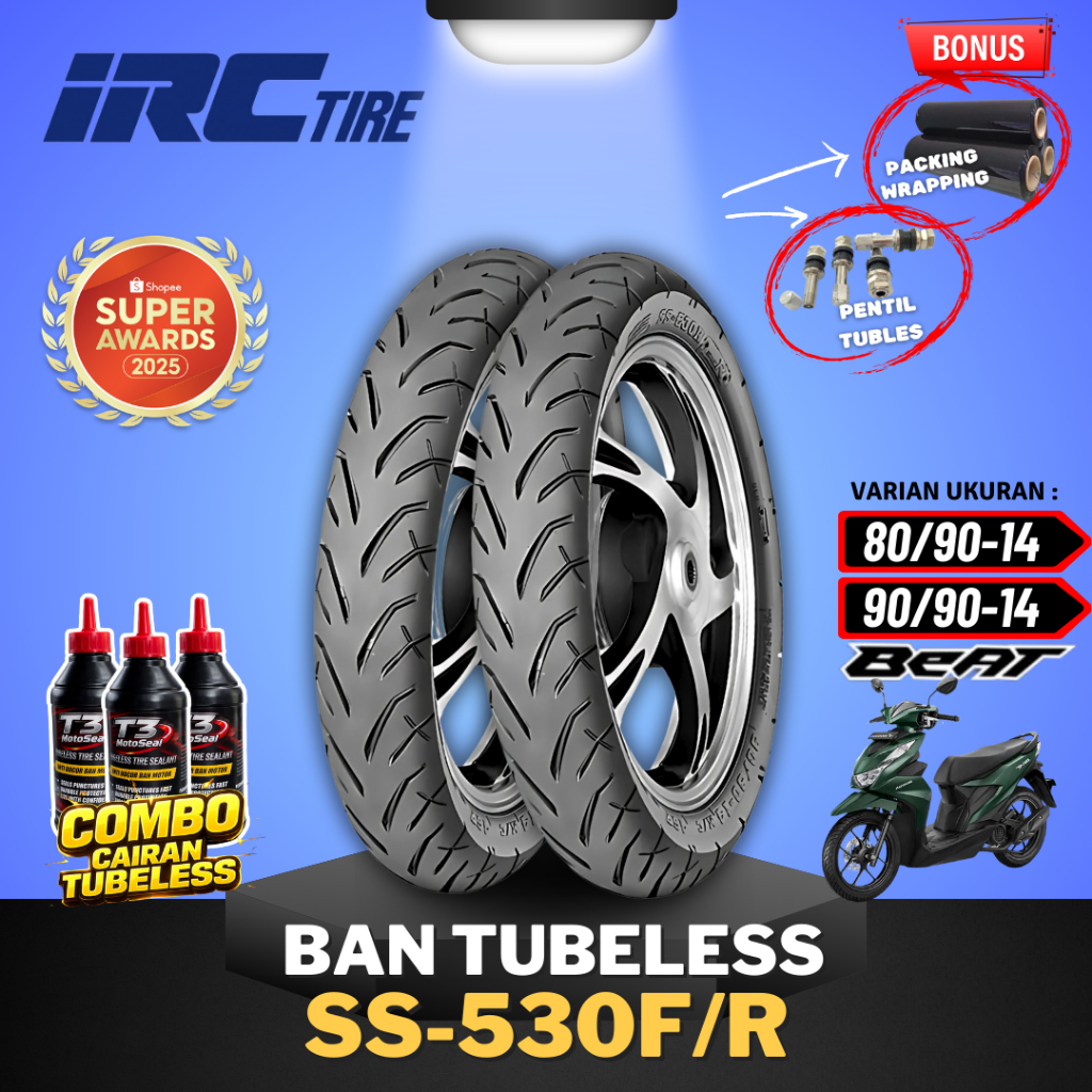 [SEPASANG MURAH] BAN IRC SS530R ( 80/90-14 / 90/90-14 ) RING 14 / BAN TUBELESS IRC SS 530R RING 14 /