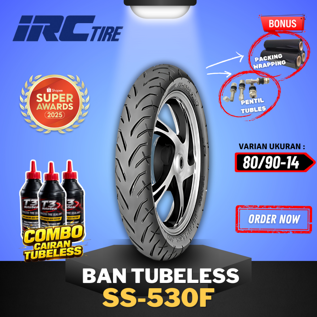 [READY COD] BAN IRC SS530R ( 80/90-14 ) RING 14 / BAN TUBELESS IRC SS 530R RING 14 / SS530 R BAN MOT
