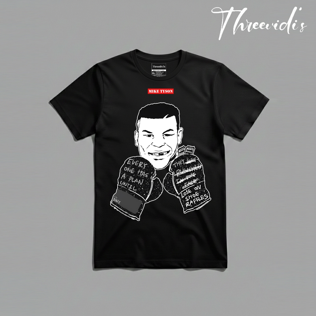 Threevidi's Kaos Distro Mike Tyson Boxer Streetwear Tshirt Bahan Cotton Combed Unisex Pria Wanita Mu