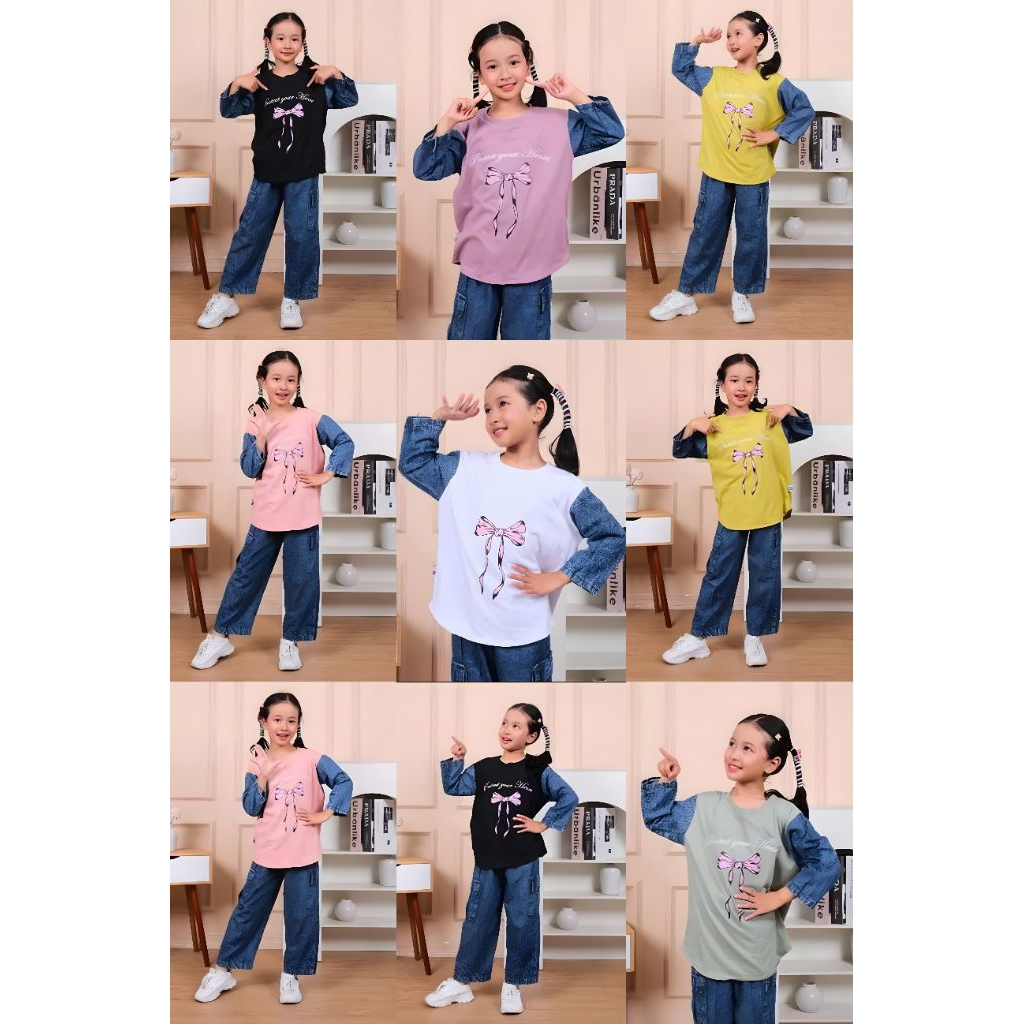Baju Anak Perempuan Kekinian Celana levis Cargo Hits 3–14 Tahun Murah Banget gratis ongkir
