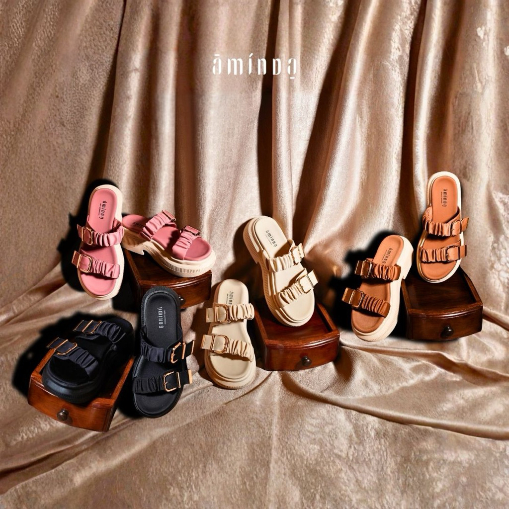 Aminda Utari Sandal - Sendal Wanita Platform 5cm Ruched Mewah Nyaman