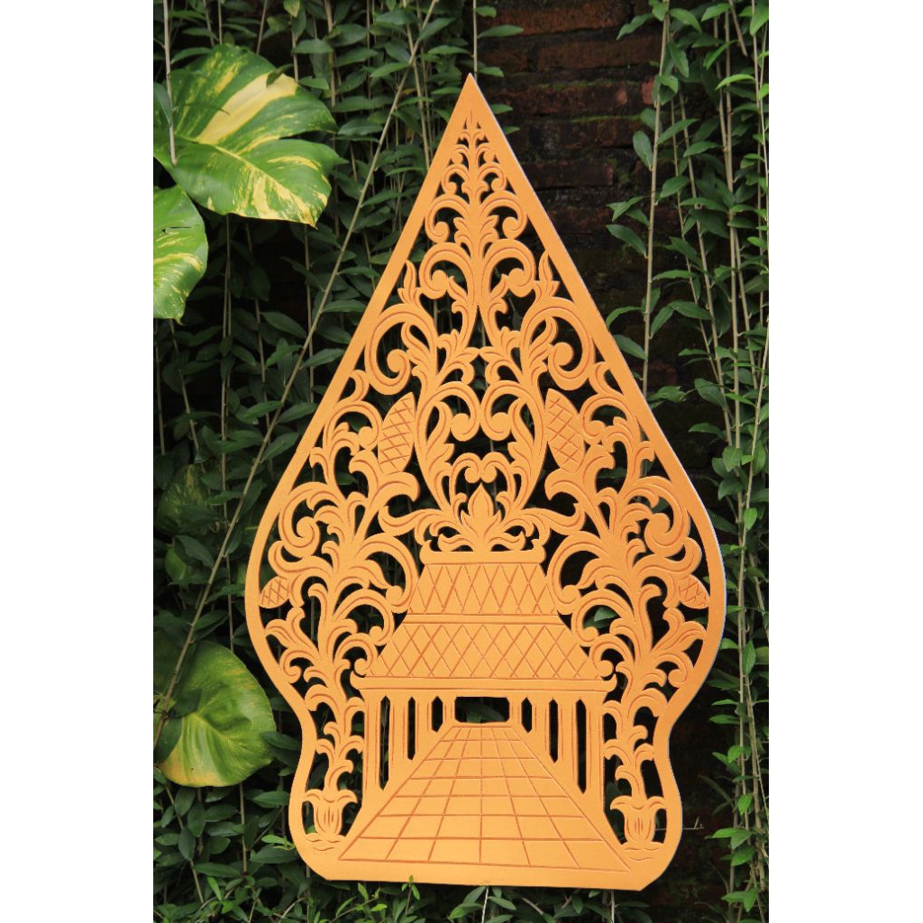 UKIRAN GUNUNGAN WAYANG BAHAN SPON KARET ATI/EVA MOTIF JOGLO DALEM TINGGI 125cm dan LEBAR 75cm WARNA 