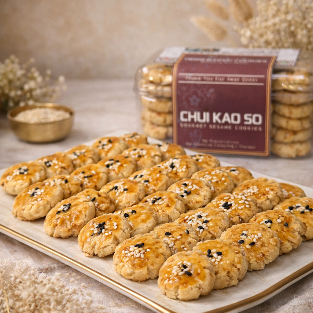 CHUI KAO SO Wijen Premium Butter Renyah Gurih dan Crunchy | Kue Kering Spesial Lebaran | Kemasan Toples Hardtop 350gr dan Jar 750ml by RaMaChef