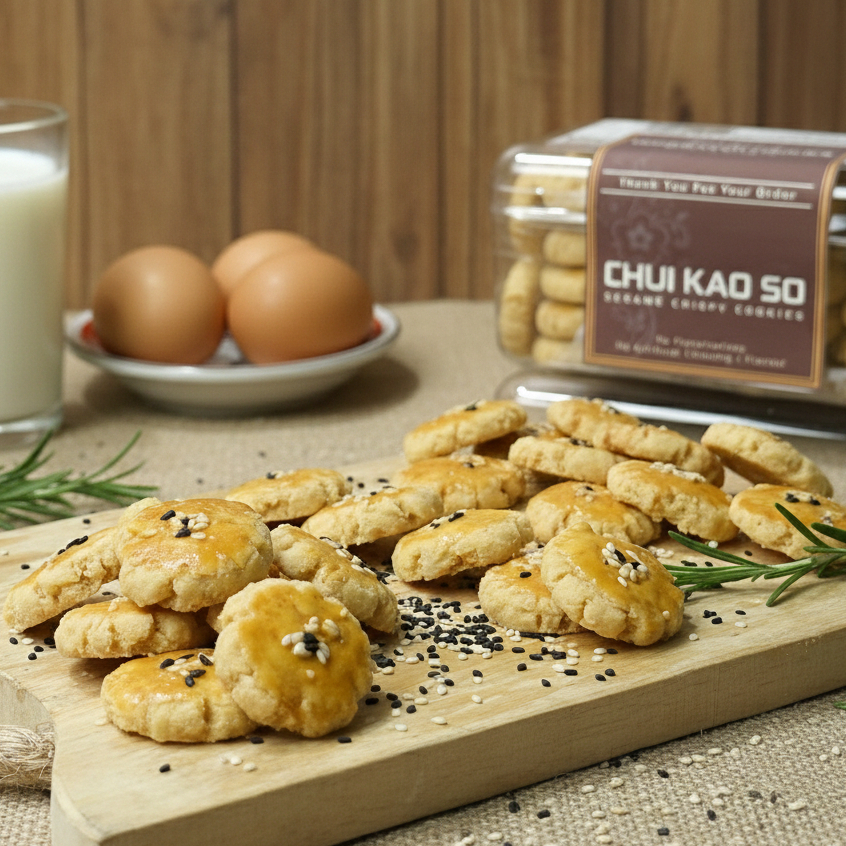 CHUI KAO SO Wijen Premium Butter Renyah Gurih dan Crunchy | Kue Kering Spesial Lebaran | Kemasan Toples Hardtop 350gr dan Jar 750ml by RaMaChef