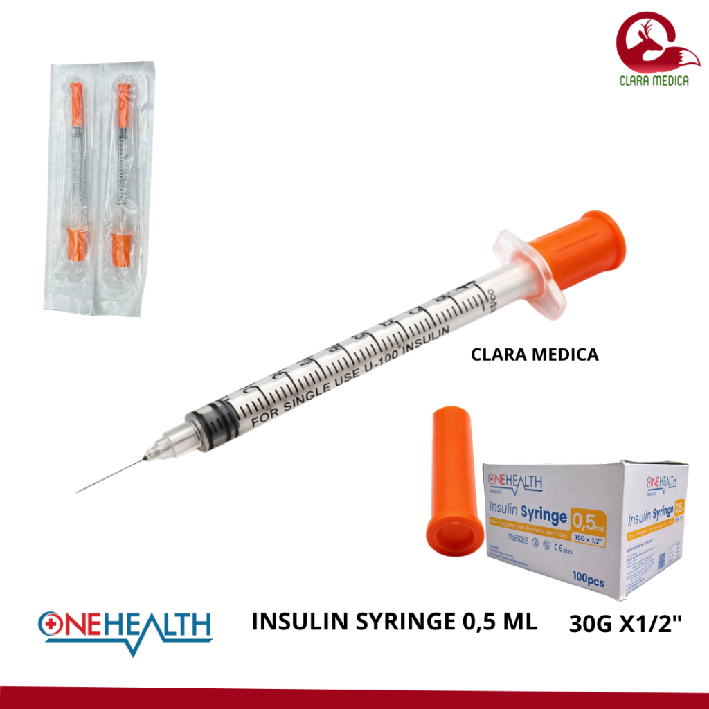 Onehealth Spuit Insulin 0,5cc 0,5ml 30G Syringe Insulin Disposable 100U Jarum Suntik Insulin Oneheal