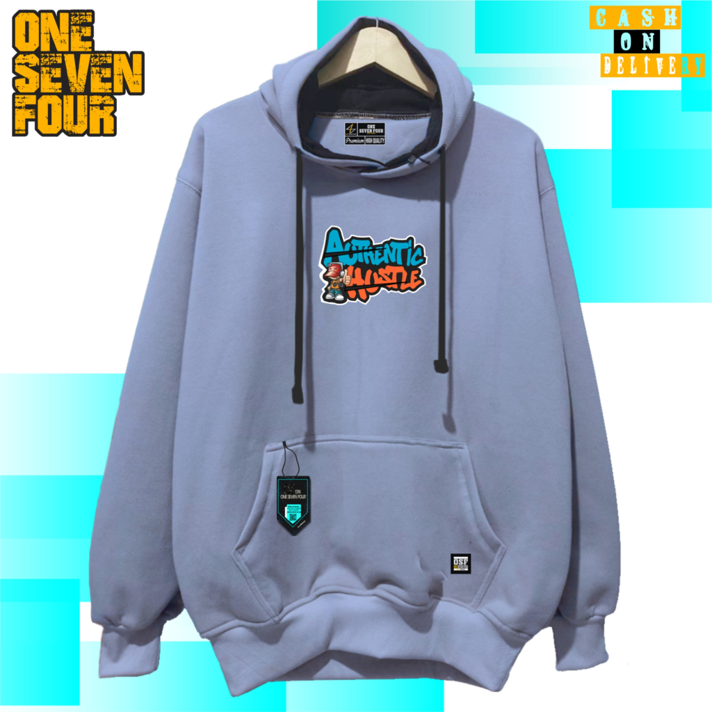 Sweater pria distro keren FTHR174 Hoodie cowo distro aesthetic graffity simple warna abu paralon uni