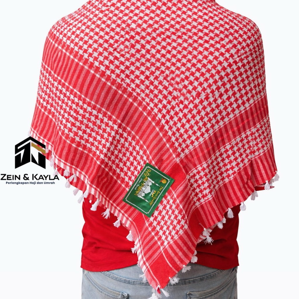 Sorban Habaib Merah-Putih Motif Kotak-Kotak Sorban Premium Souvenir Haji & Umroh