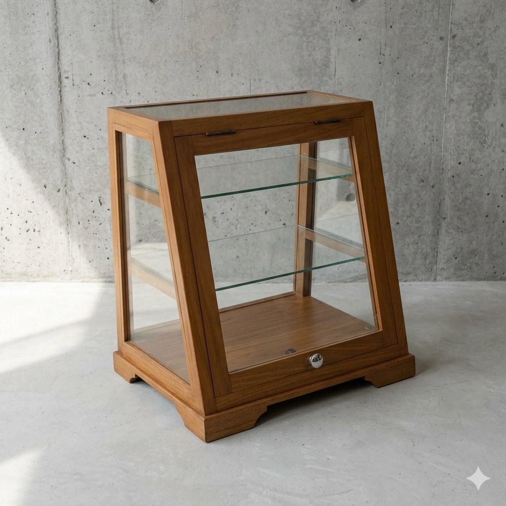 Etalase Kue Kayu Jati Solid - Retro Taper Cake Display