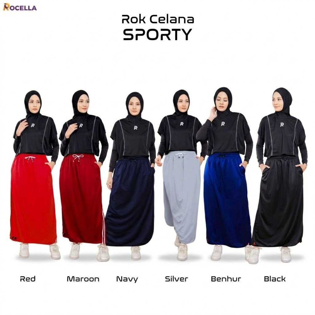 Rocella Rok Celana Olahraga Muslimah Sporty | Rok Training Wanita Aktif