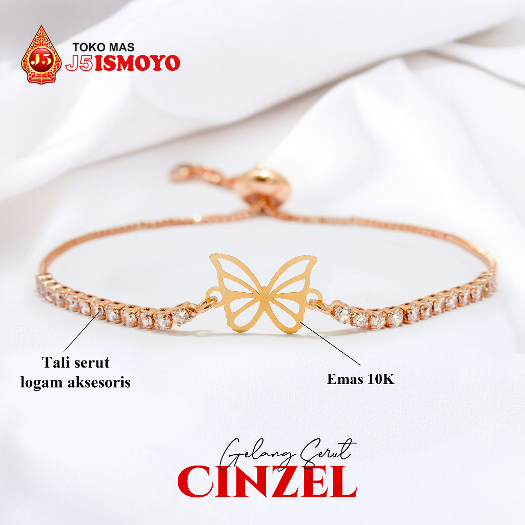 Gelang Tali Serut Kombinasi Emas Cinzel J5 Ismoyo