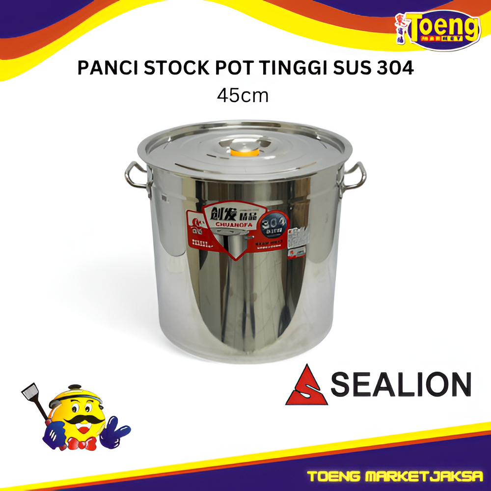 Panci Stock Pot Stainless - DRUM/STOCK POT TINGGI SUS 304 45cm SEALION
