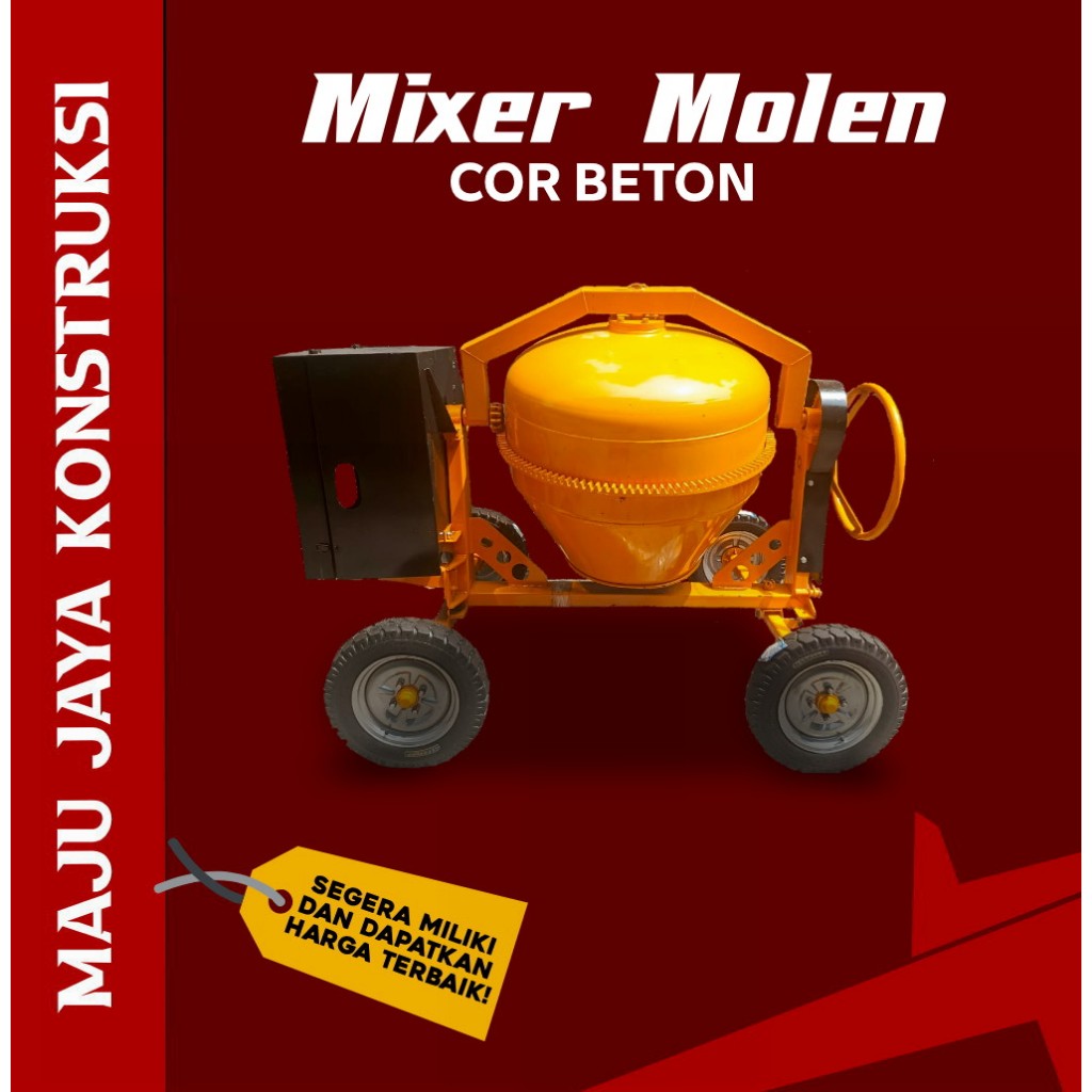 Mixer Molen Cor Beton / Semen 500L Listrik | Kualitas Terbaik - Kuning, 500L Diesel