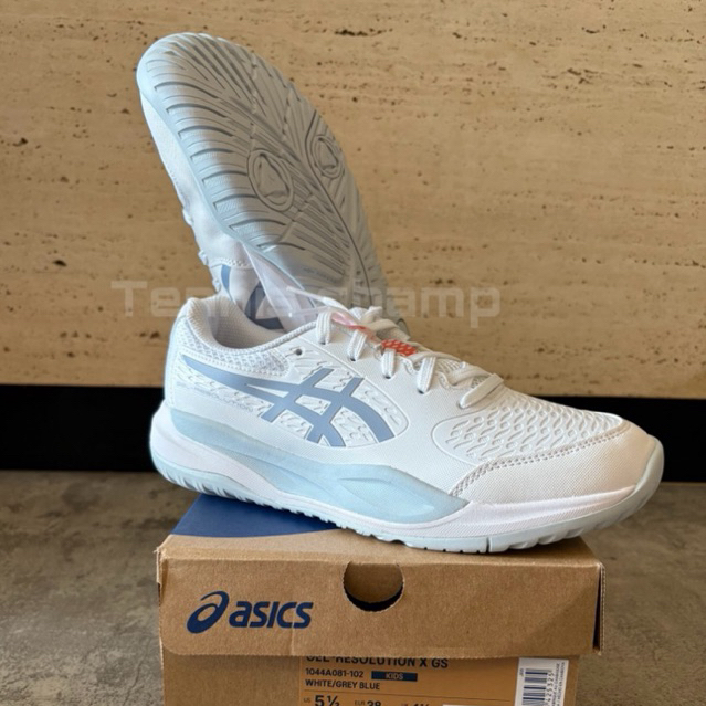 Sepatu Tenis Asics Gel Resolution X GS White Grey Blue Kids /Tennis Shoe Asics Gel Resolution X GS K