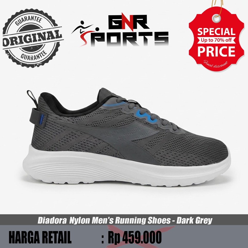 Sepatu Diadora Nylon Men's Running Shoes - Dark Grey Original 100%