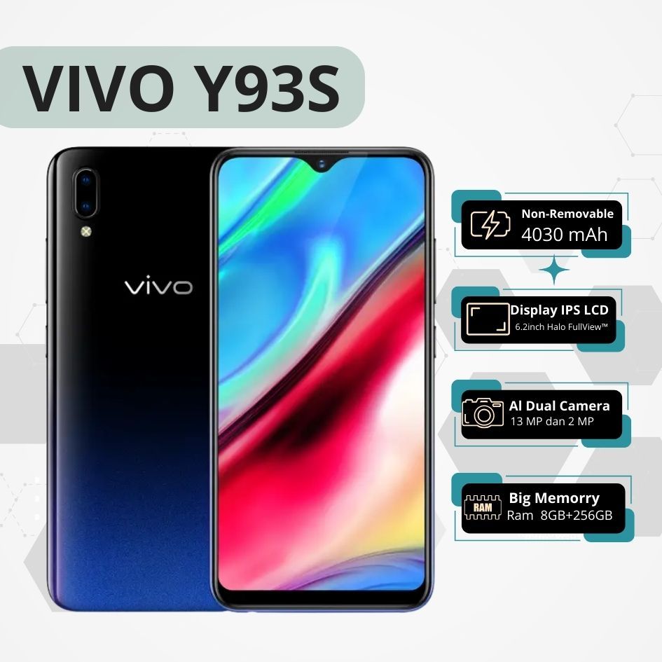 Smartphone VIVO  Y93s ANDROID  Handphone Ram 8/256GB 6.22inch Baru Fullset