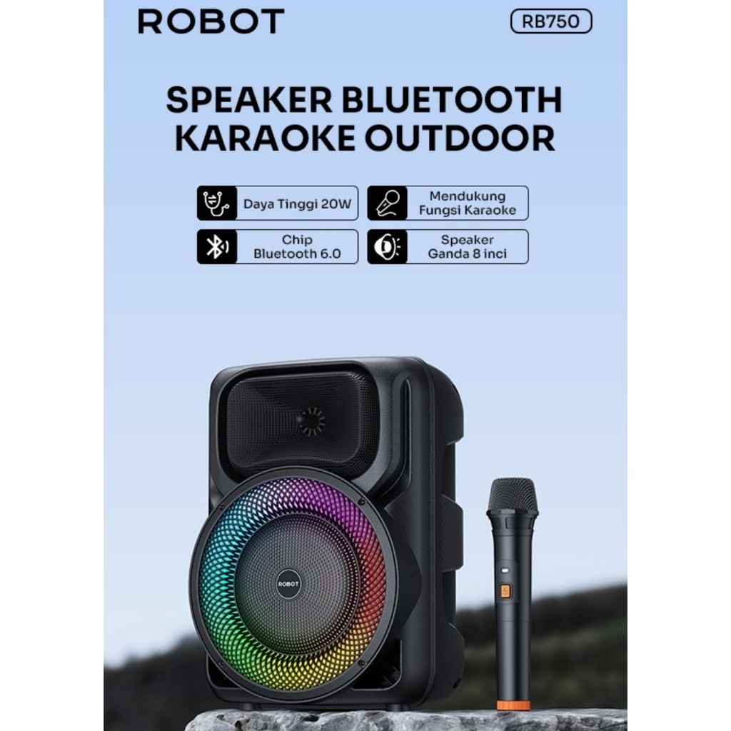 robot speaker portable bluetooth karaoke with wireless microphone