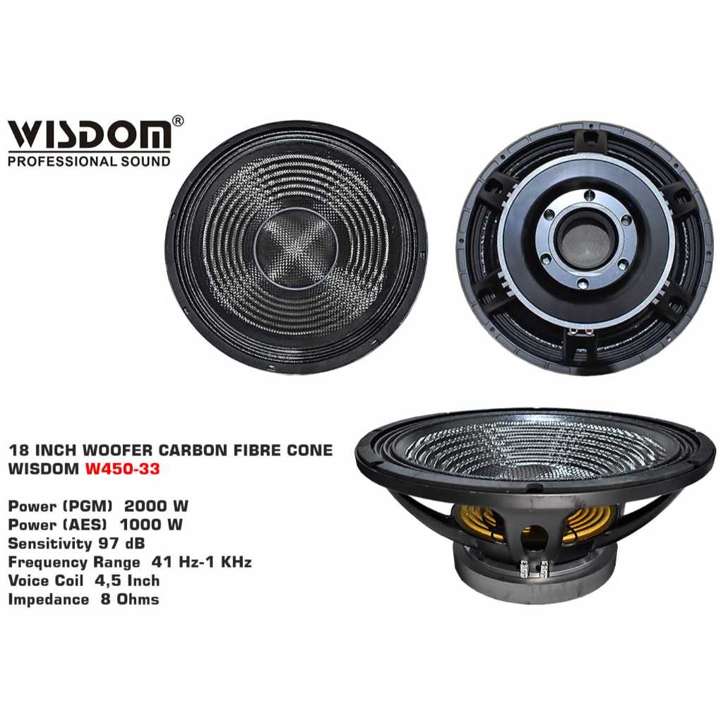 Komponen Speaker 18 Inch WISDOM W45033 | W450 33 | W 450 33 Carbon Original