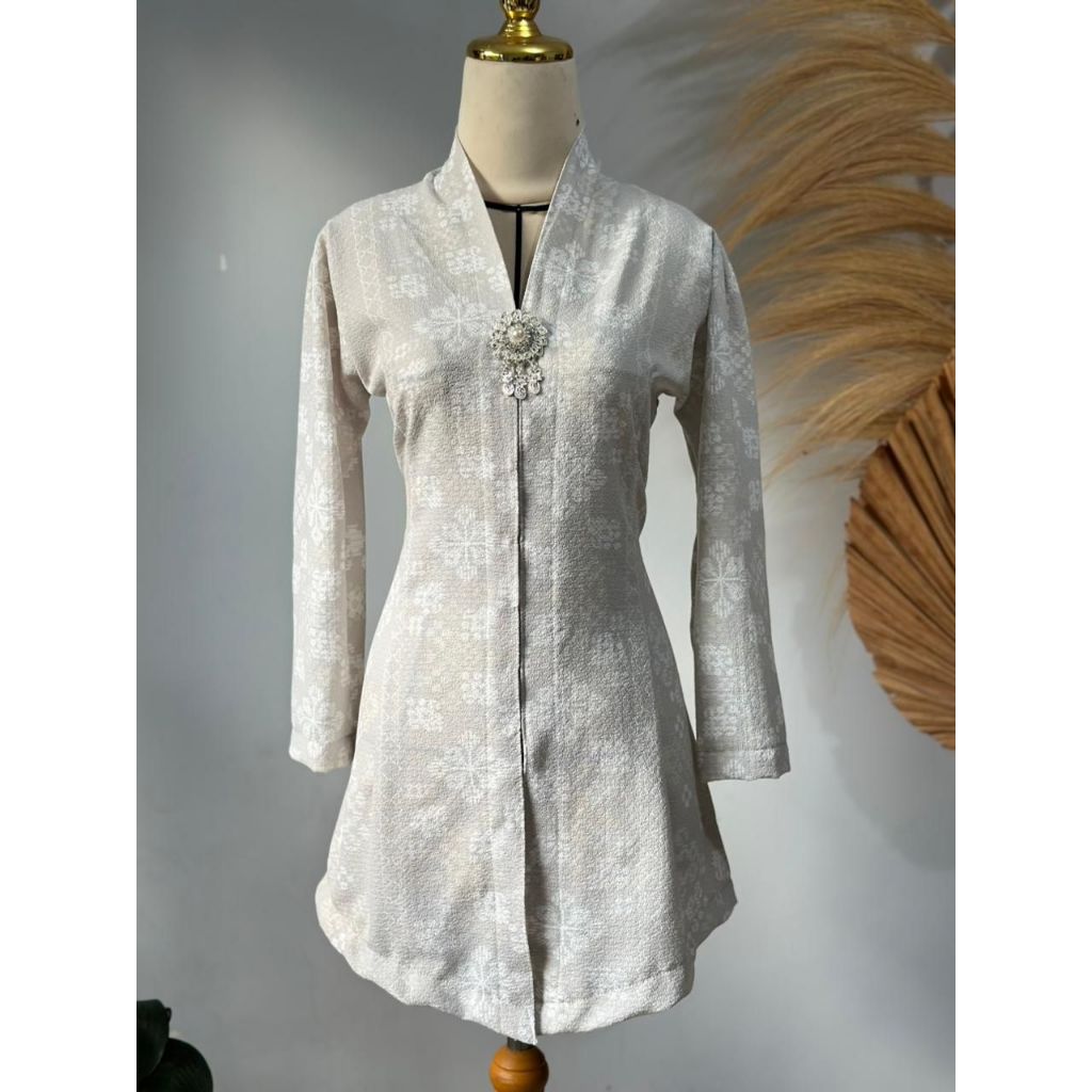Atasan Wanita Kebaya Jadi Kutubaru Kartini Motif Floral Bunga Jadul Tradisional Bahan Kringkel Ready