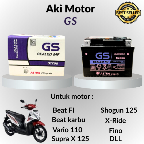 aki motor GS Astra 12v 3.5ah Aki Motor Kering Honda Supra x 125