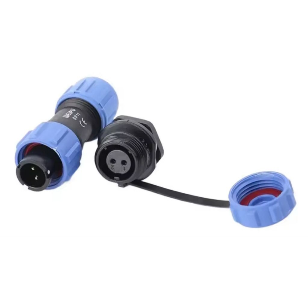 Weipu SP1110/P2 - SP1112/S2 Sepasang konektor tahan air IP68 Rear Nut 2 Pin
