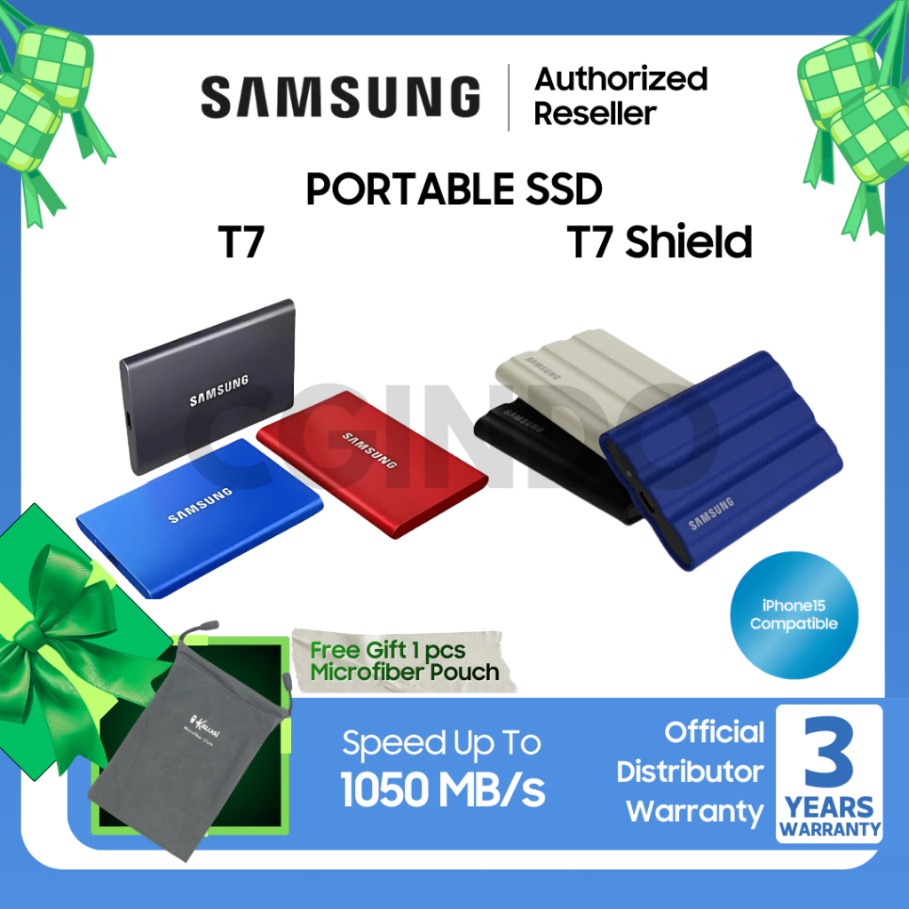 Samsung T7 / T7 Shield SSD Portable SSD 1TB / SSD 2TB / SSD 4TB SSD External SSD Eksternal SSD Samsu