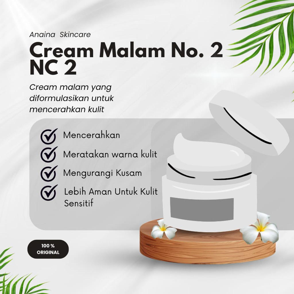Night Cream No 2 NC 2 Anaina Skincare Mencerahkan Menyamarkan Flek