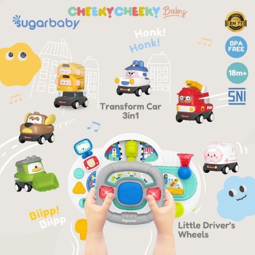 Sugar Baby Little Driver Wheel's Baby Toys Transform Car 3in1 / Mainan Mobilan Edukasi Anak 18M+ BPA