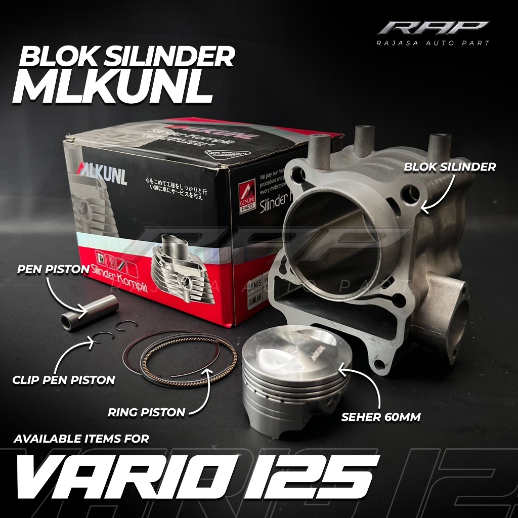 BLOK SEHER/BORING VARIO 125 KZR BORE UP 55MM 58MM 60MM CYLINDER BLOK BORE UP VARIO 125 FI MLKUNI