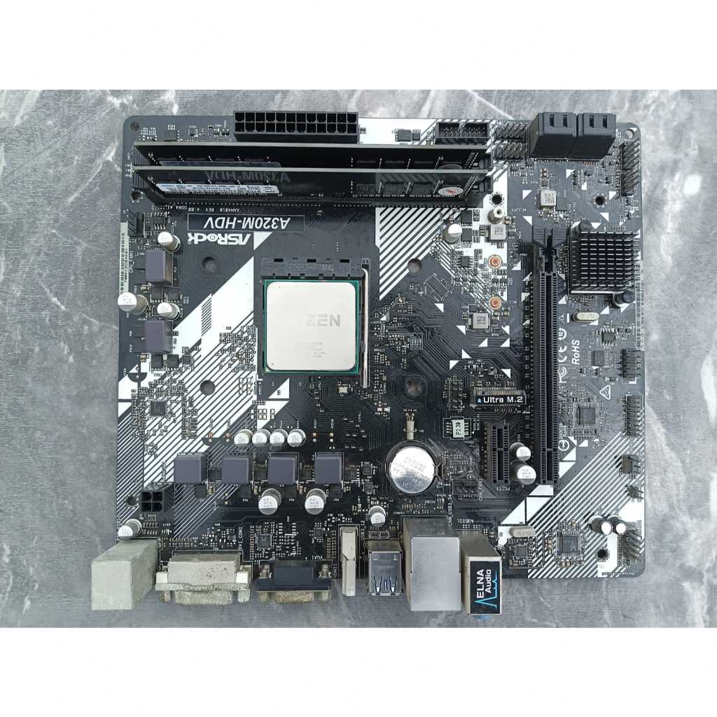 Mobo Asrock A320M-HDV AM4 +Ryzen 3 3200G +Ram 16gb