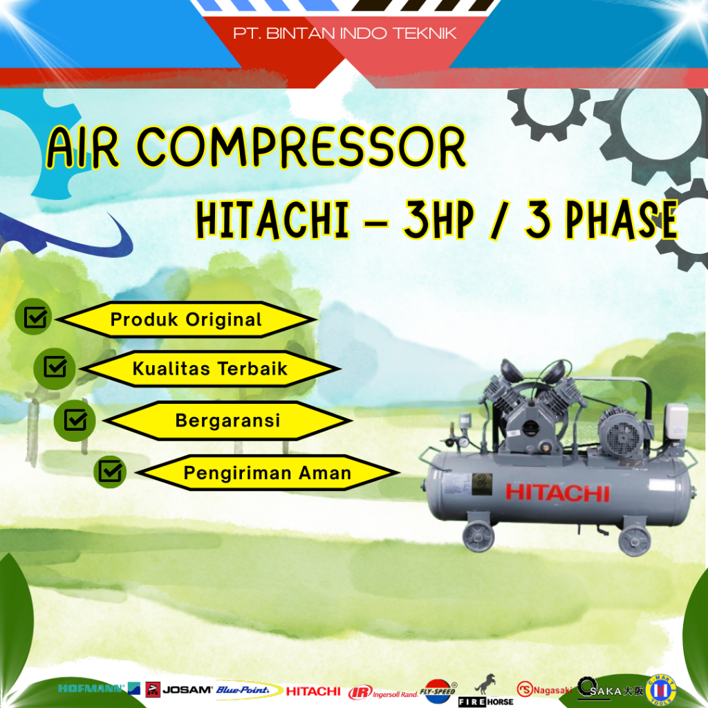 Hitachi Air Compressor 3HP 3Phase Kompresor Udara