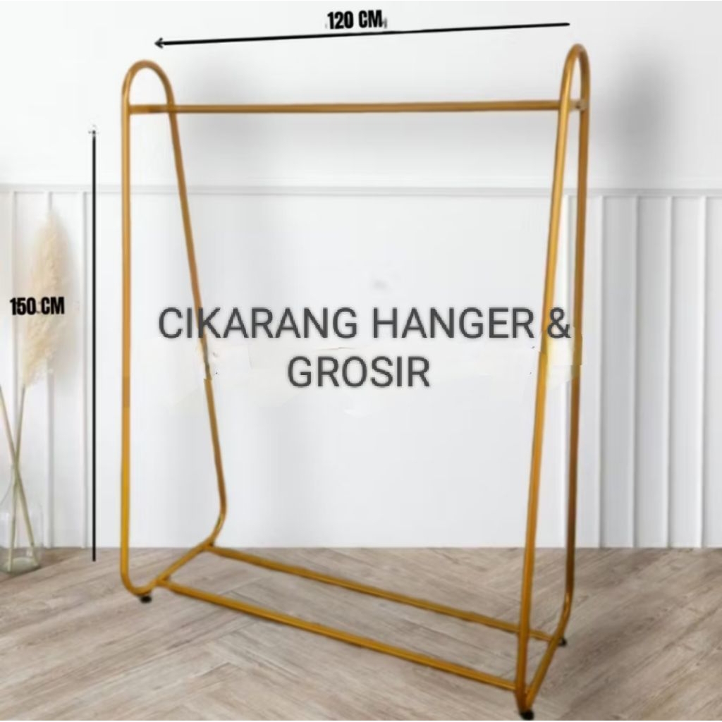 Gantungan Baju Gawang Multi Oval Gold - Standing Rak Baju Gawang Gold