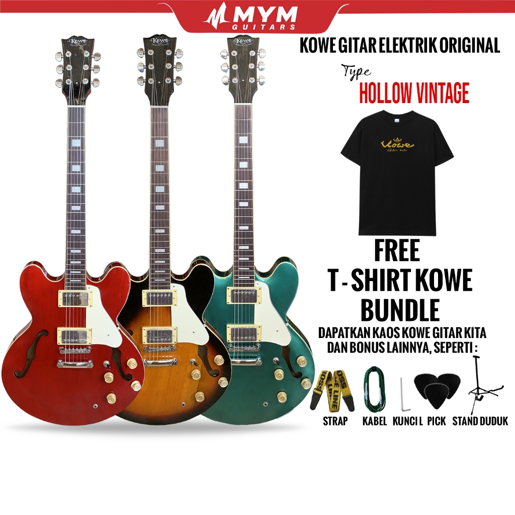 Kowe Gitar Listrik Seri Hollow Vintage