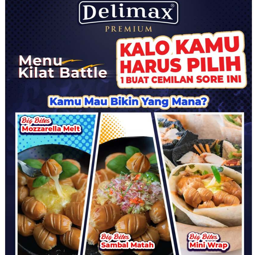 DELIMAX BIG BITES Original Cheese - Sosis Bites 300gr - Kheiza Frozen