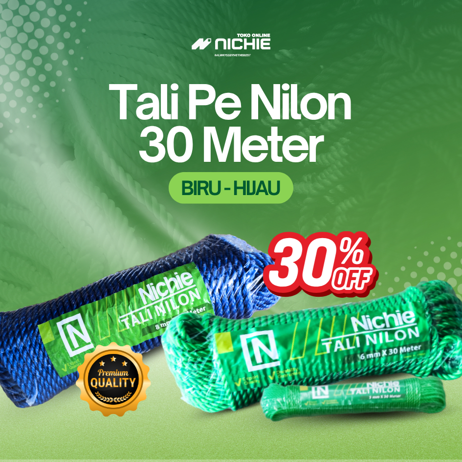 Tali PE Nilon 30 Meter Nichie – Warna Biru & Hijau