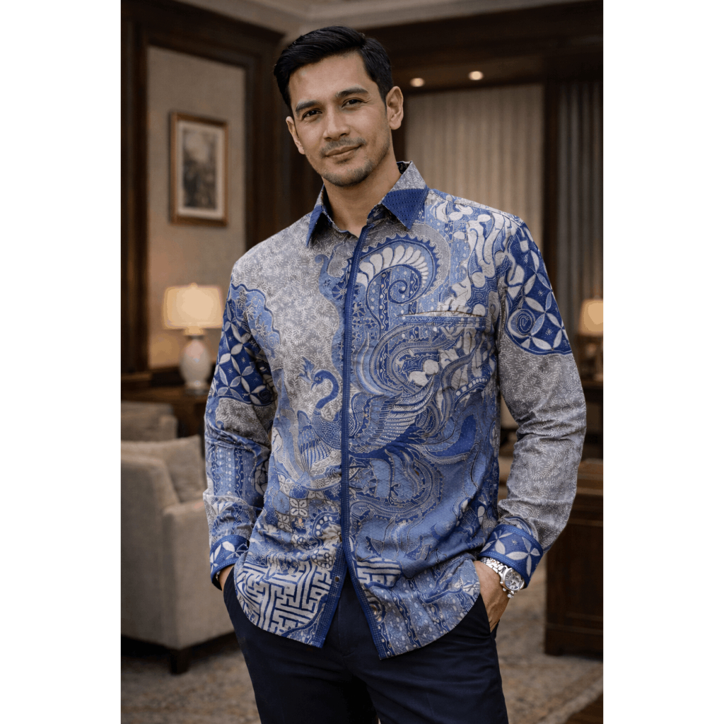 Batik Nusarupa - Nirwana | Kemeja Batik Pria Premium Lengan Panjang Motif Nusantara | Semi Jas