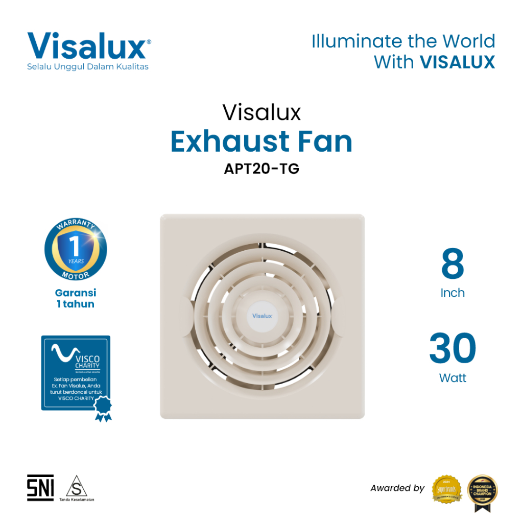 Visalux Ceiling Exhaust Fan 30W 8 Inch - Ventilasi Exhaust Fan Kipas Angin Plafon (APT20-TG)
