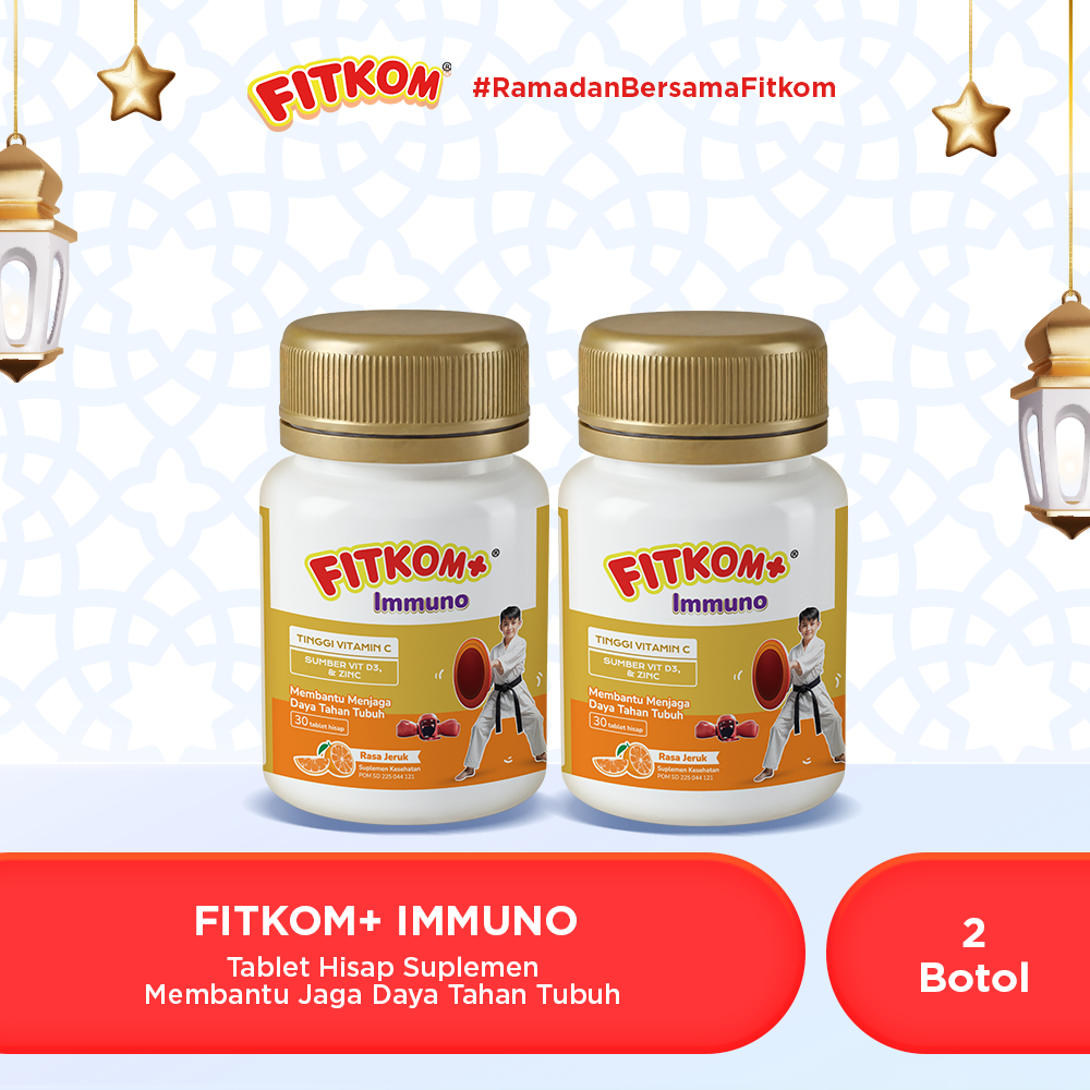 [Paket isi 2] Fitkom+ Immuno Tablet Hisap Suplemen Membantu Jaga Daya Tahan Tubuh Sumber Vitamin, Ti