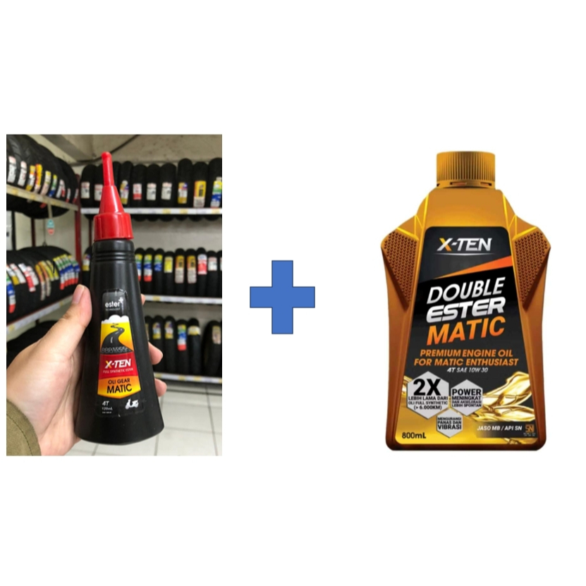 Oli X-TEN Matic Double Ester 10W30 800ml bundling Oli Gear Matic (4T 120ml) oli gardan