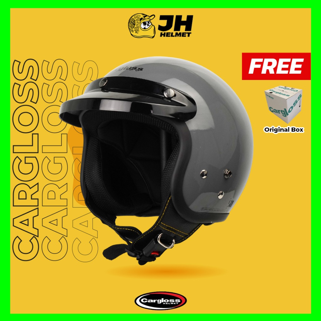 Helm Cargloss Retro Original CFM Solid Dark Grey Glossy | Helm Half Face | JUAL HELM