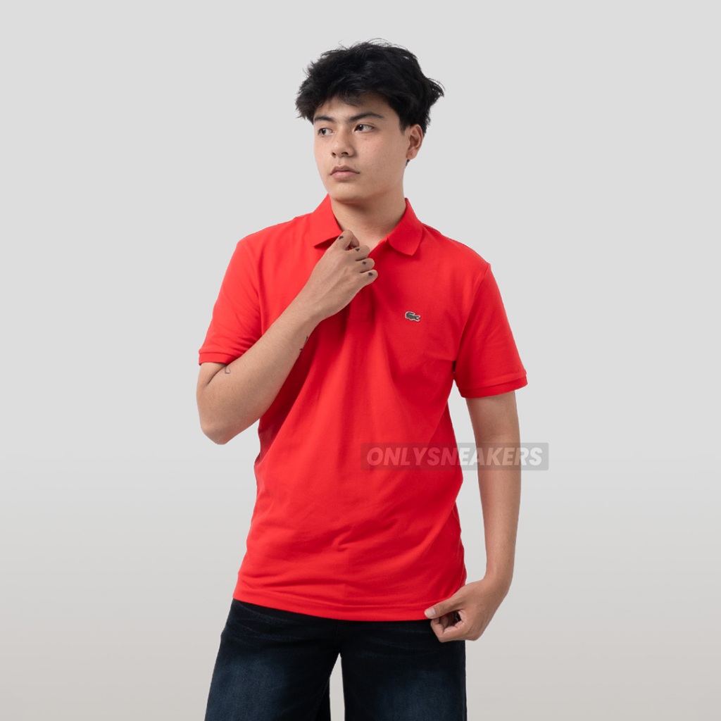 LACOSTE CLASSIC FIT COTTON PIQUE POLO SHIRT RED