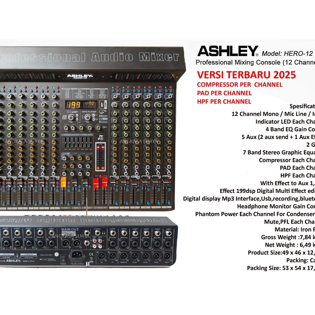Mixer Ashley Hero 12 New Compressor (12 Channel) ORIGINAL TERBAIK