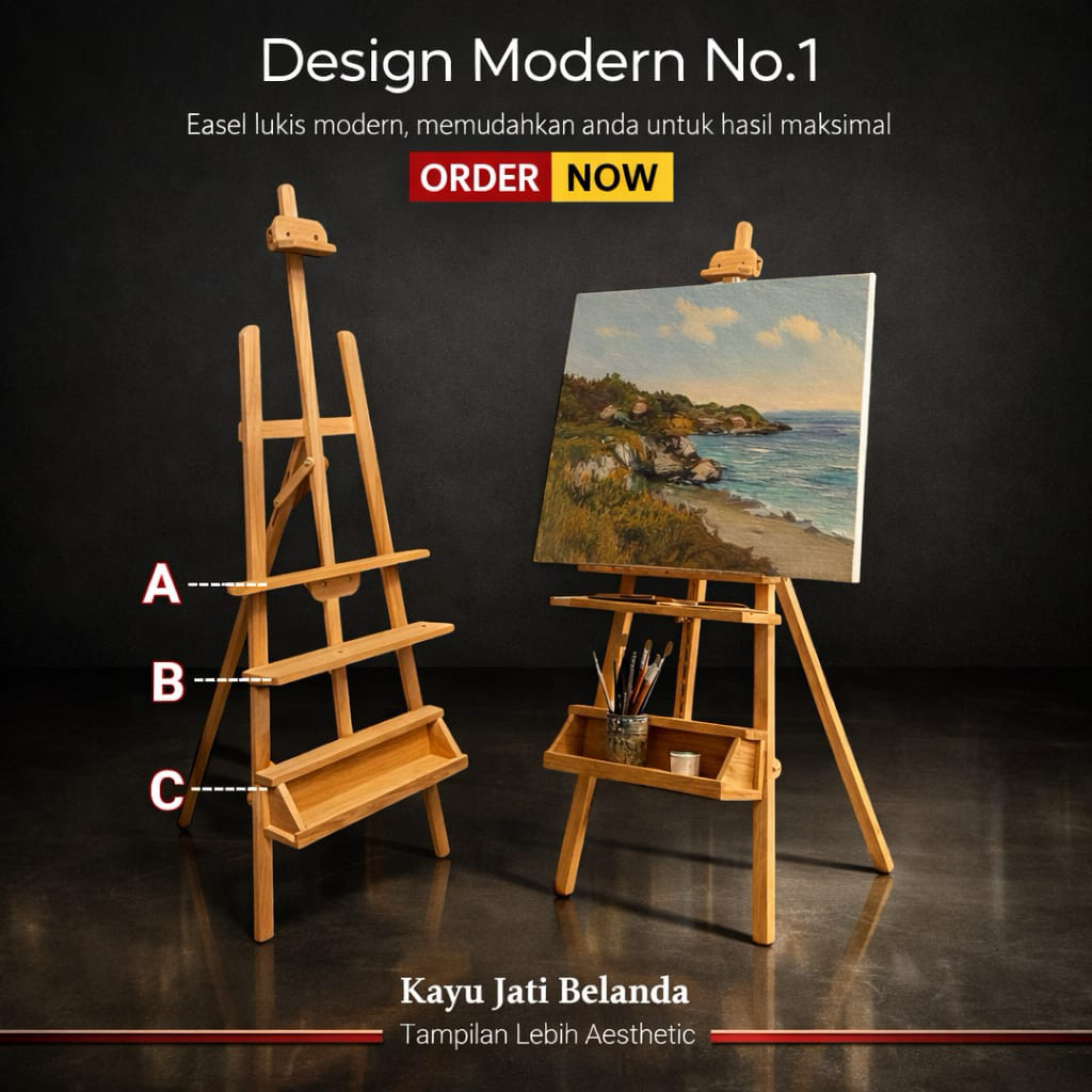 Easel Lukis ORIGINAL | Standing Easel For Canvas | Jati Belanda | NEWGIR