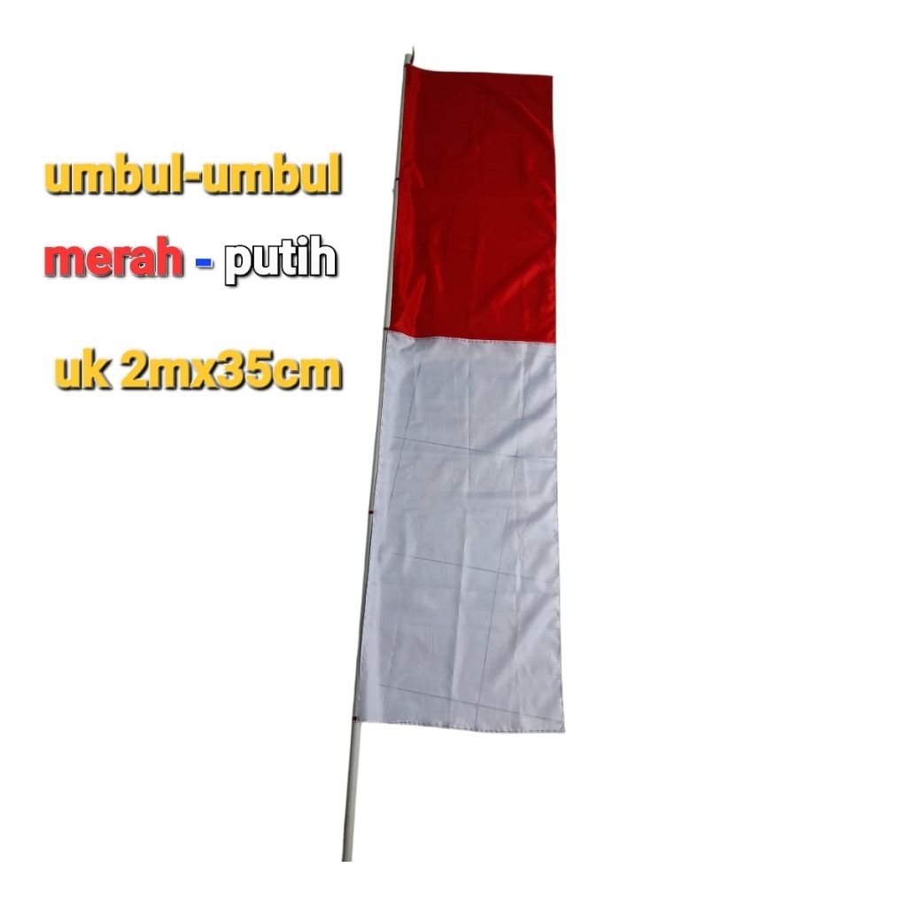 umbul-umbul merah putih uk 2mx35cm,umbul-umbul polos merah putih