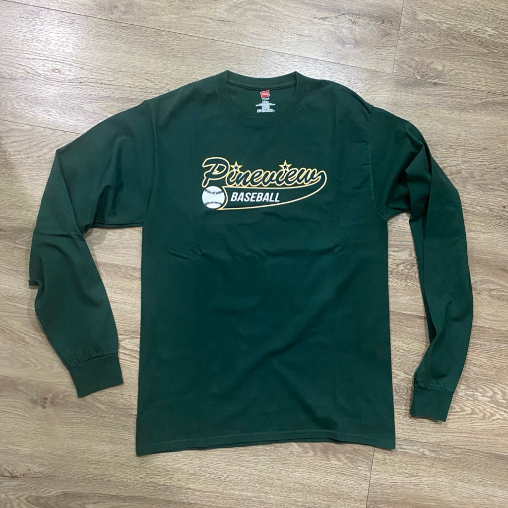 Tshirt kaos baseball PINEVIEW lengan panjang Hanes small