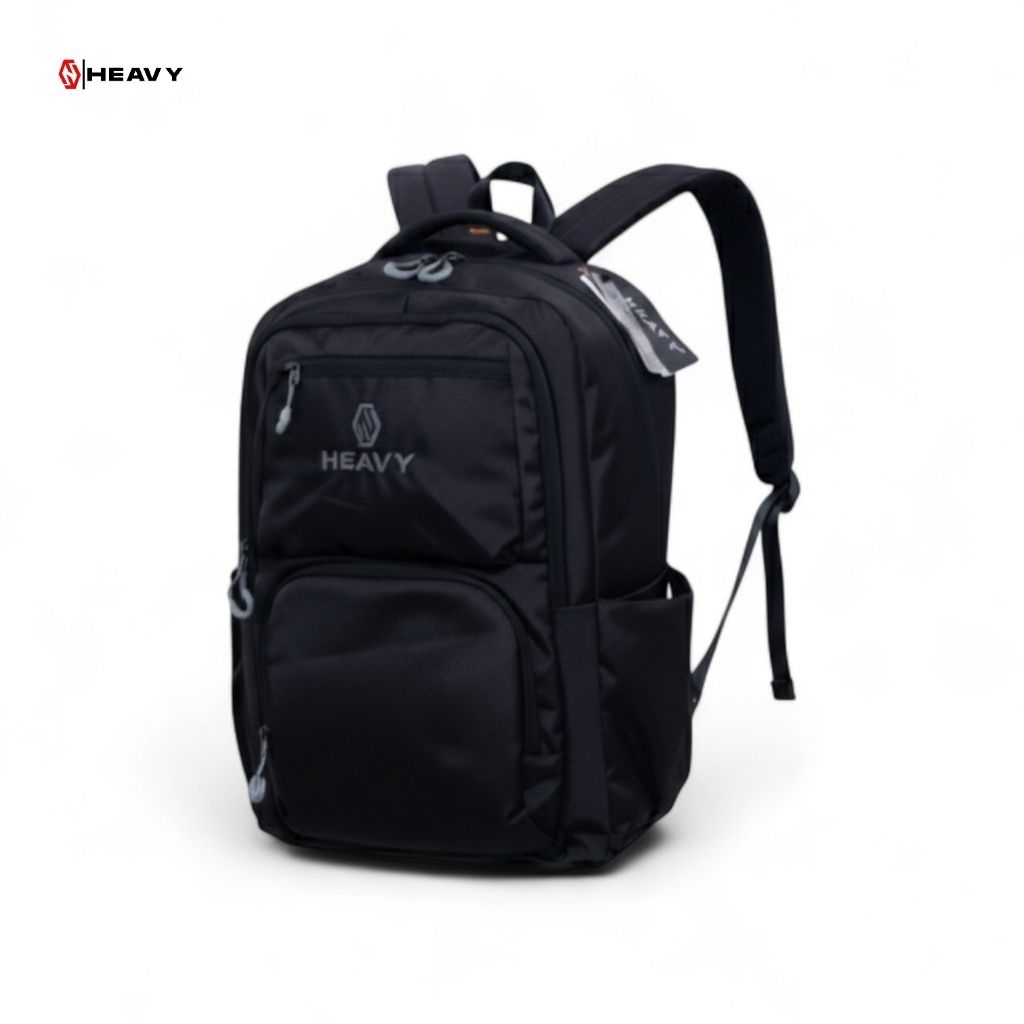 Heavy Tas Ransel Hitam Backpack Pria Dewasa Tas Kerja Kantor Tas Gendong Sekolah