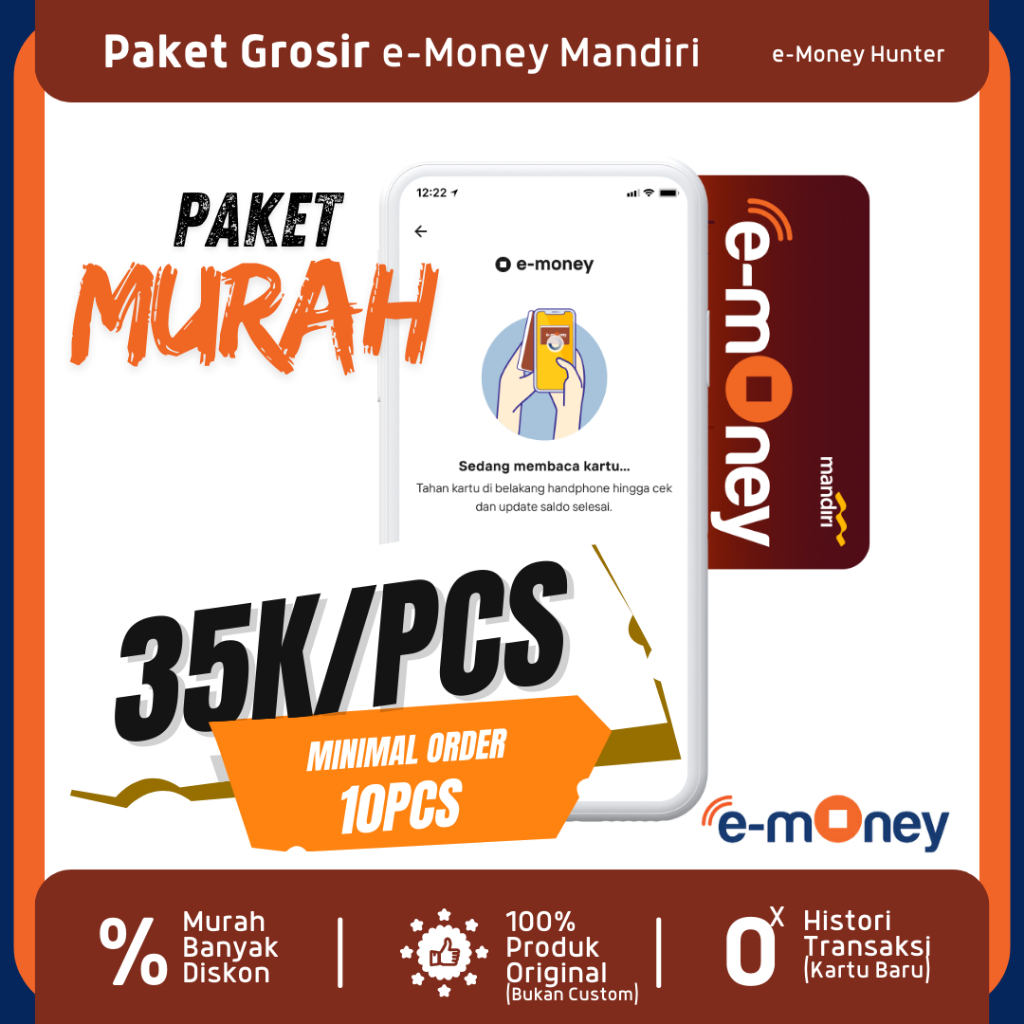 [Min Pembelian 10pcs] e-Money Livin Mandiri NFC Original Paket Grosir Murah eMoney eToll